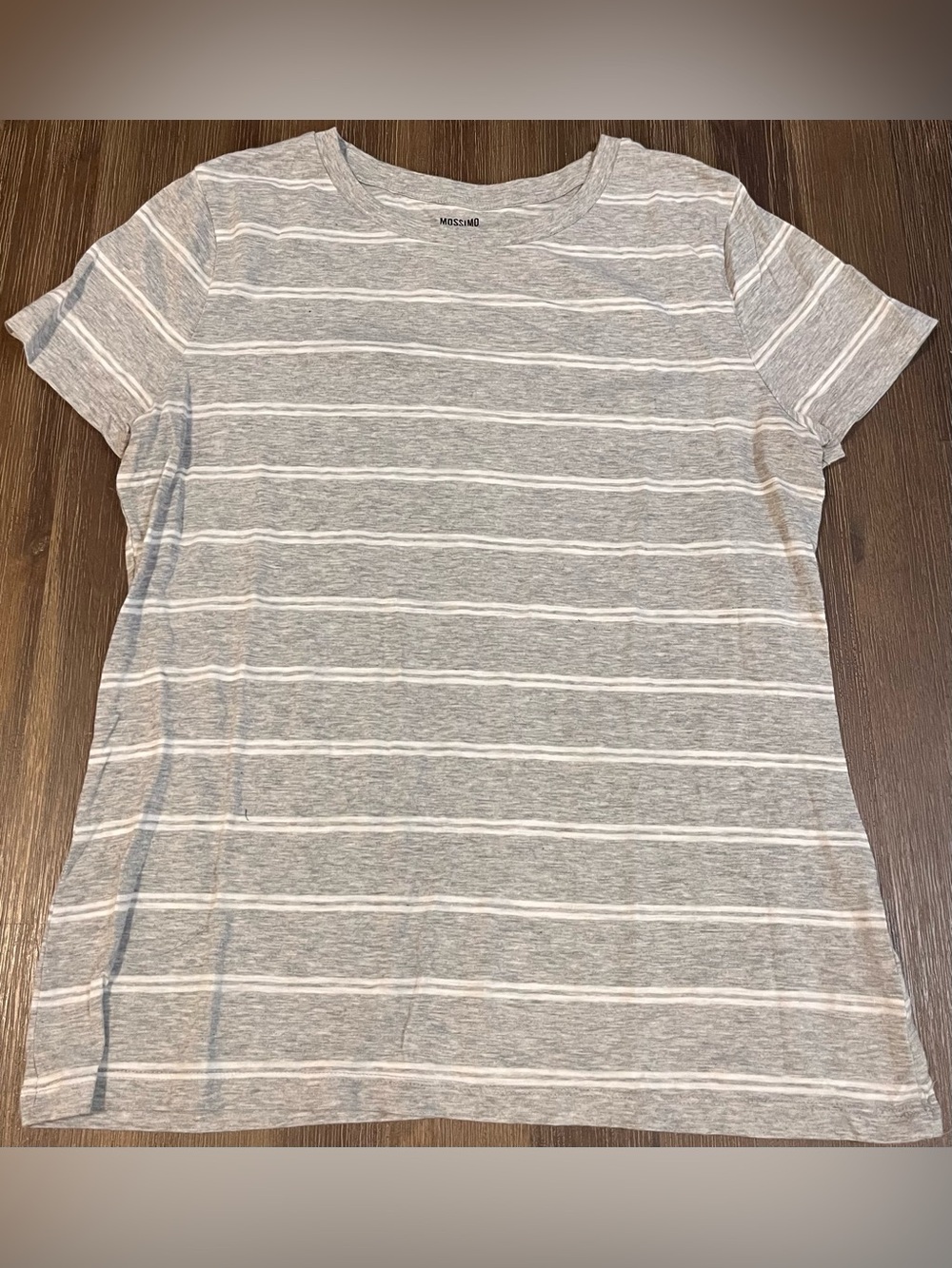 Mossimo Supply Co. Gray and White Striped Short Sleeve Tee